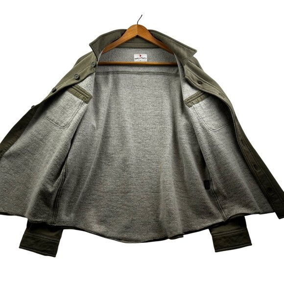 Hallstatt Olive Green Fleece-Lined Shirt Jackt Heavywght Cotton Blnd Shacket XL - Picture 6 of 7